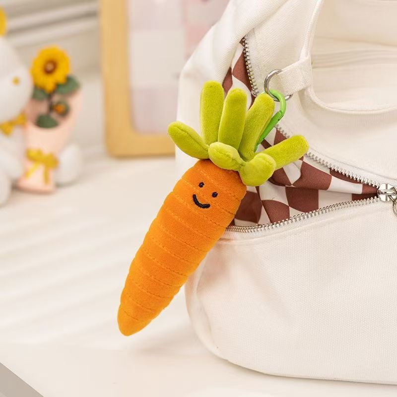 Adorable Carrot Plush Keychain, Cute Fruit & Vegetable Plush Dolls, Bag Accessories