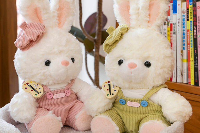Mocha Teddy Bear Plush Toy with Rabbit Doll Design, Comforting Soft Toy for Kids
