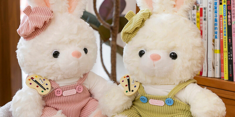 Mocha Teddy Bear Plush Toy with Rabbit Doll Design, Comforting Soft Toy for Kids