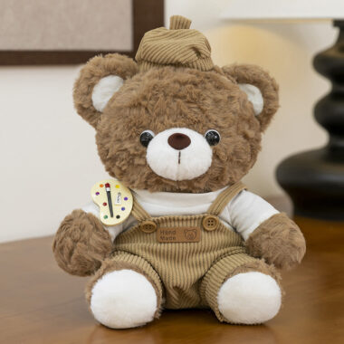 Mocha Teddy Bear Plush Toy with Rabbit Doll Design, Comforting Soft Toy for Kids