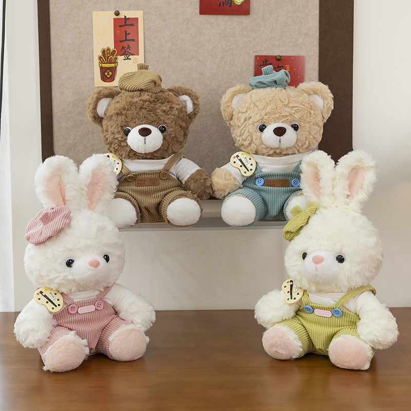 Mocha Teddy Bear Plush Toy with Rabbit Doll Design, Comforting Soft Toy for Kids