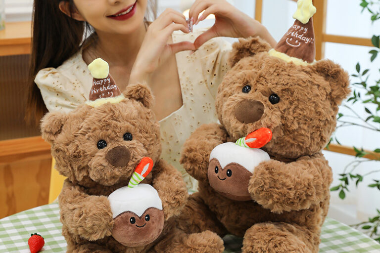 Cake Teddy Bear Plush Toy – Adorable Plush Bear Doll for Valentine's Day & Birthday