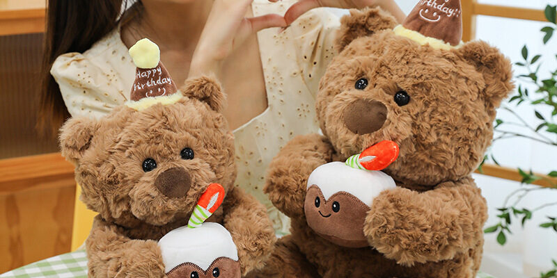 Cake Teddy Bear Plush Toy – Adorable Plush Bear Doll for Valentine's Day & Birthday