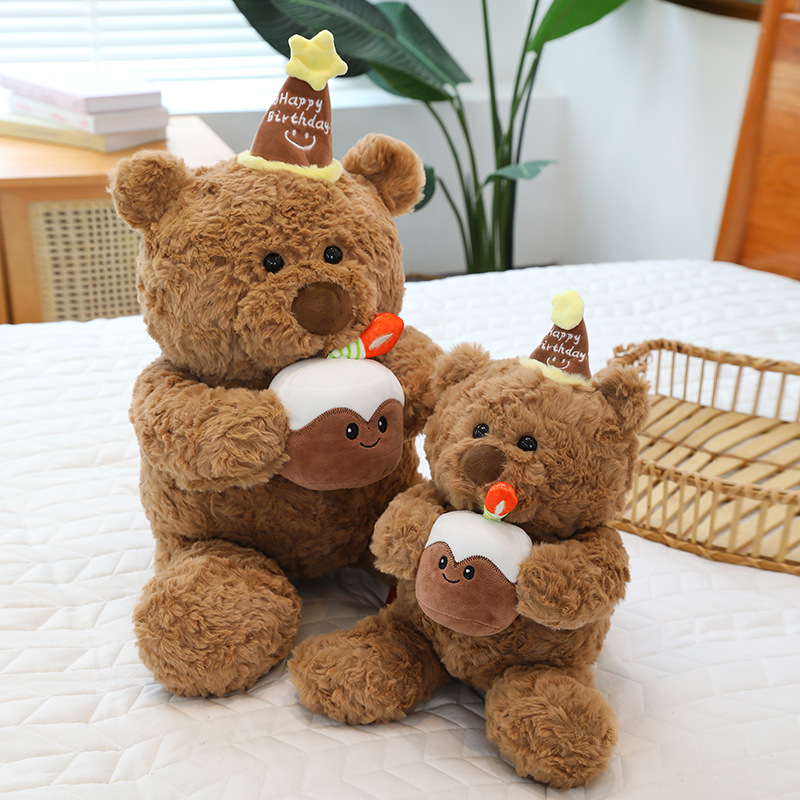 Cake Teddy Bear Plush Toy – Adorable Plush Bear Doll for Valentine's Day & Birthday