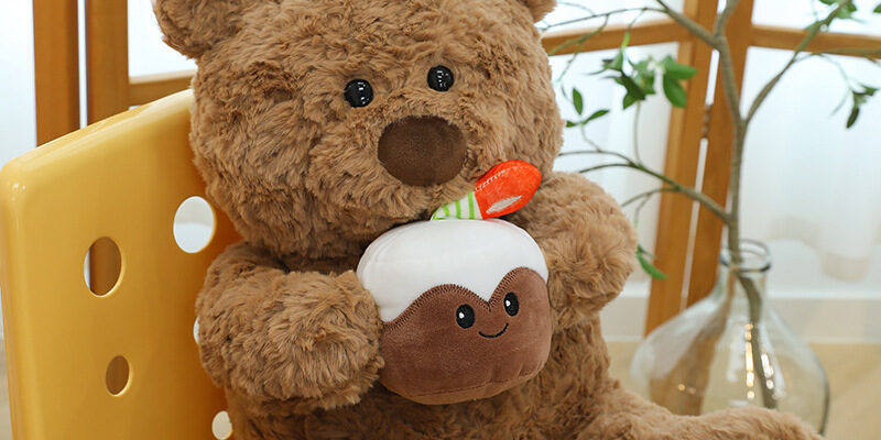 Cake Teddy Bear Plush Toy – Adorable Plush Bear Doll for Valentine's Day & Birthday