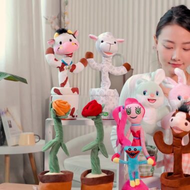 Dancing Animal Plush Toy, Electric Bunny & Cow, Singing & Talking Plush Toy for Kids
