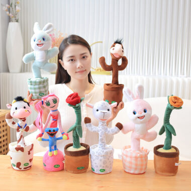 Dancing Animal Plush Toy, Electric Bunny & Cow, Singing & Talking Plush Toy for Kids