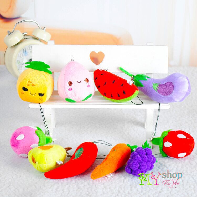Realistic Fruit & Vegetable Plush Keychains - Cute Plush Phone Charms for Event Gifts
