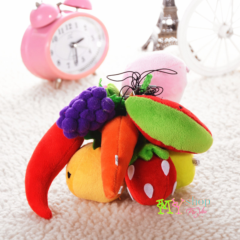 Realistic Fruit & Vegetable Plush Keychains - Cute Plush Phone Charms for Event Gifts