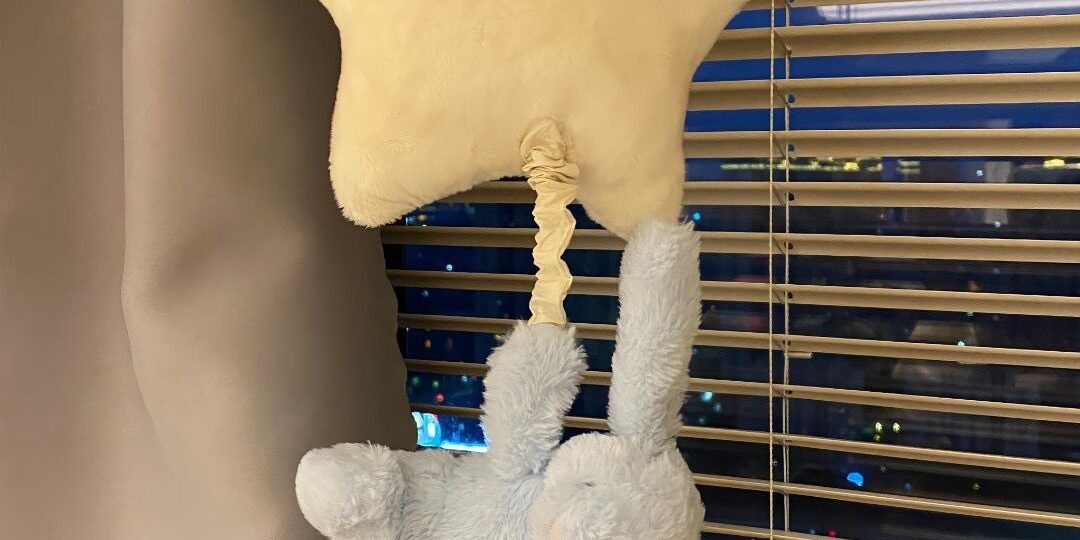 Shy Blue Star Bunny Music Box Plush Toy, Baby Crib Mobile, Soft Lullaby Toy