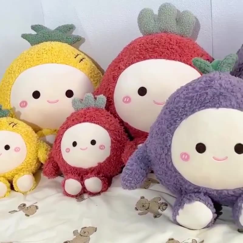 Cute Cartoon Fruit Plush Dolls - Pineapple, Strawberry, Carrot, Blueberry, Kids Gift