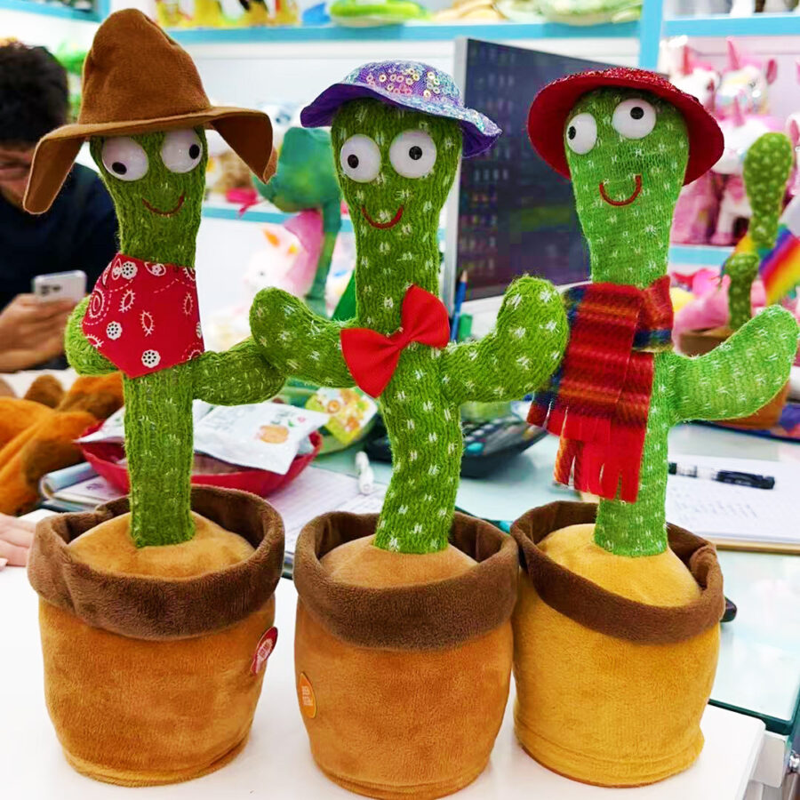 Talking Dancing Cactus Plush Toy, Singing, Light-Up Interactive Toy for Kids