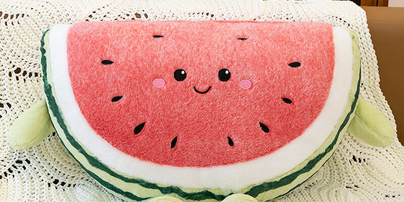 Cute Watermelon Plush Toy, Realistic Fruit Plush Pillow for Girls, Wholesale Gifts